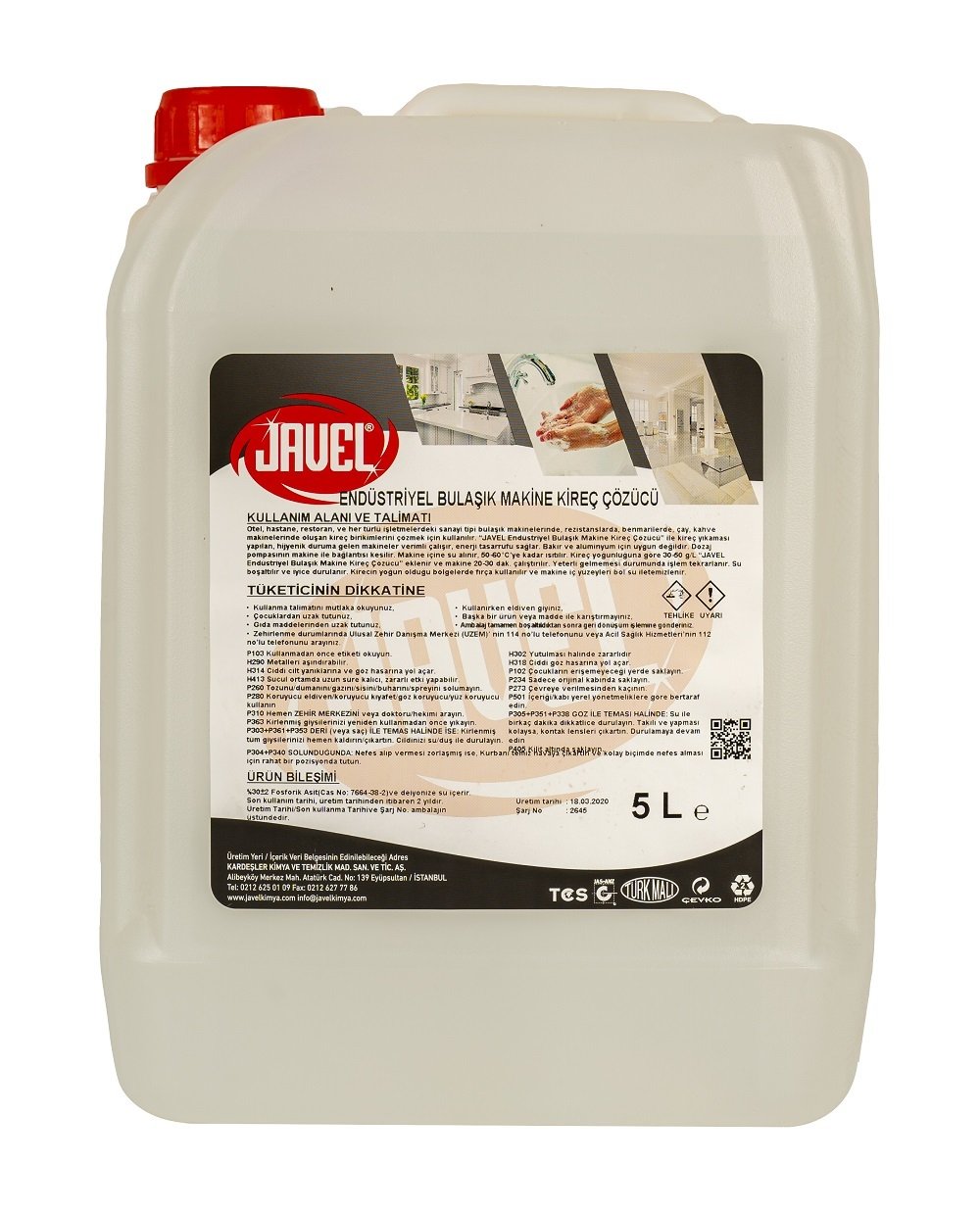 ENDÜSTRİYEL BULAŞIK MAKİNASI KİREÇ ÇÖZ. 5 kg