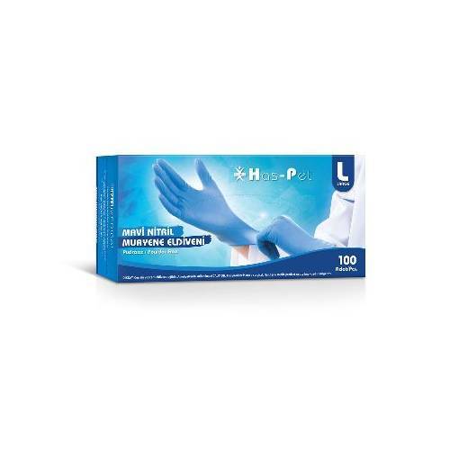 MUAYENE ELDİVENİ NİTRİL MAVİ PUDRASIZ 100'LÜ