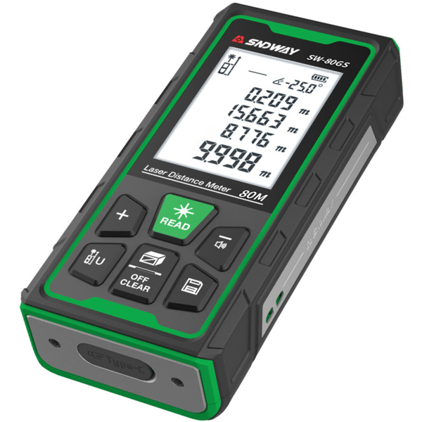 SW-80GS Yeşil Lazerli 80 Metre Lazermetre | Şarjlı ve IP68 Korumalı